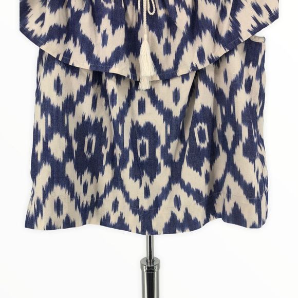 Madewell Balcony Off-the-Shoulder Top in Blue Ikat Print size Extra Small XS - Picture 6 of 15